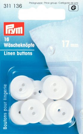 Prym Wäscheknöpfe Kunststoff 26'' 17 mm weiss 